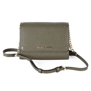 Michael Kors Hayes Small Convertible Crossbody Chain Purse Clutch Olive Green